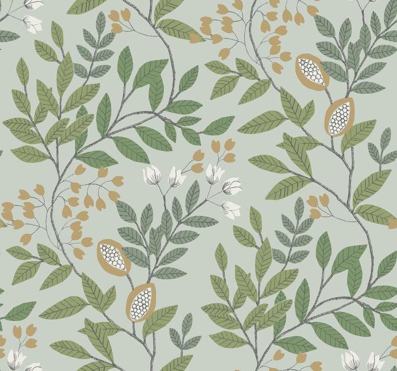media image for Eden Retreat Wallpaper in Green/Gold from the Mediterranean Collection by York Wallcoverings 279