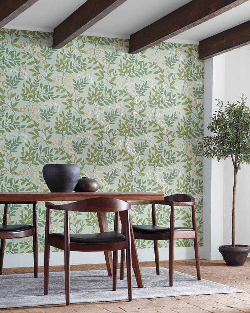 media image for Eden Retreat Wallpaper in Green/Gold from the Mediterranean Collection by York Wallcoverings 266