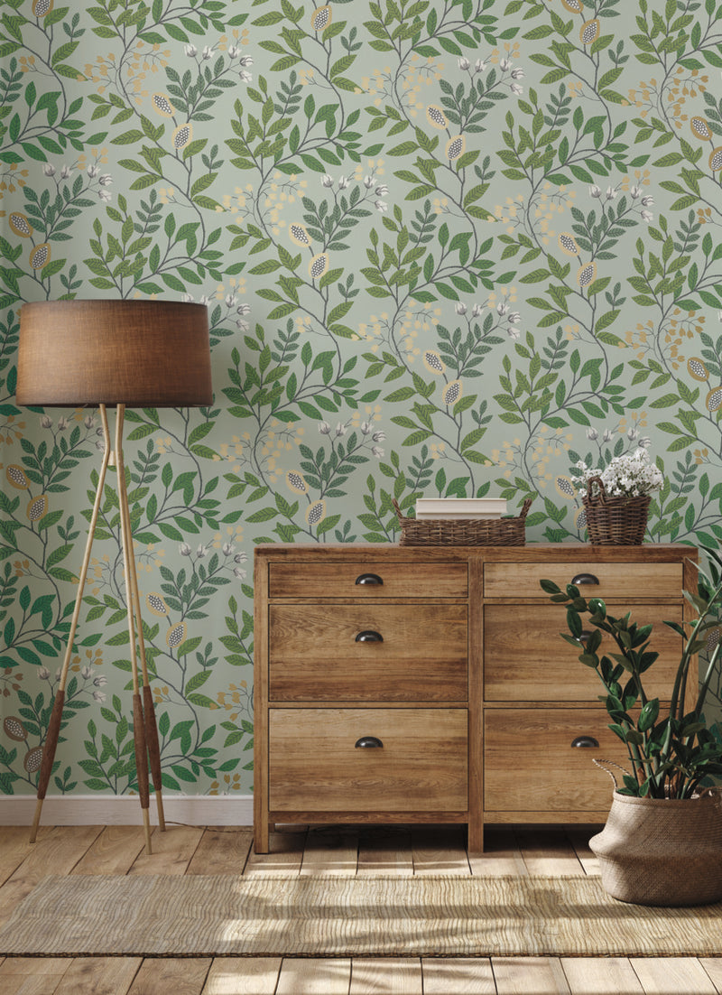 media image for Eden Retreat Wallpaper in Green/Gold from the Mediterranean Collection by York Wallcoverings 299