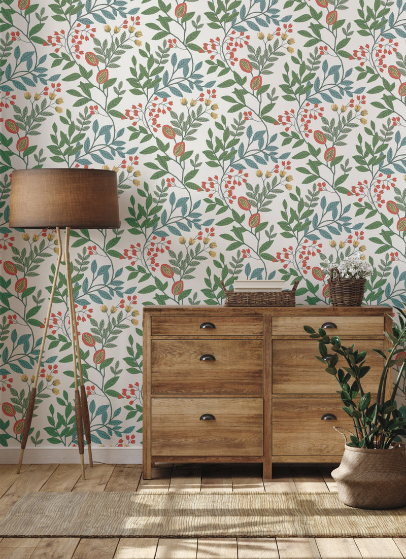 media image for Eden Retreat Wallpaper in White/Multi from the Mediterranean Collection by York Wallcoverings 243