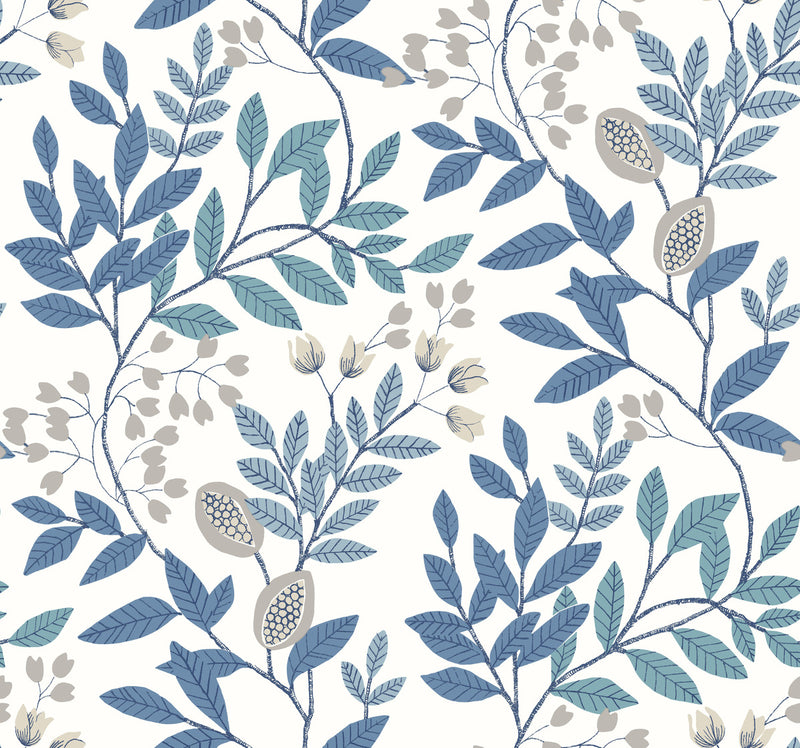 media image for Eden Retreat Wallpaper in White/Blue from the Mediterranean Collection by York Wallcoverings 293