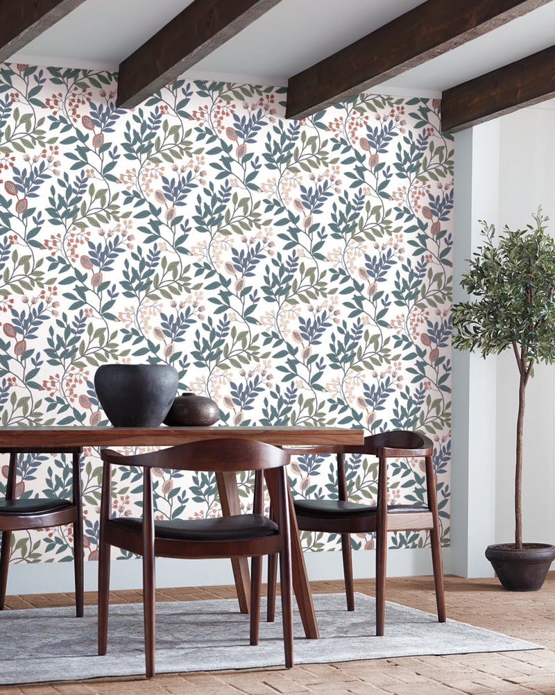 media image for Eden Retreat Wallpaper in White/Pink/Teal from the Mediterranean Collection by York Wallcoverings 288