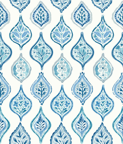 product image of Marketplace Motif Wallpaper in White/Blue from the Mediterranean Collection by York Wallcoverings 52