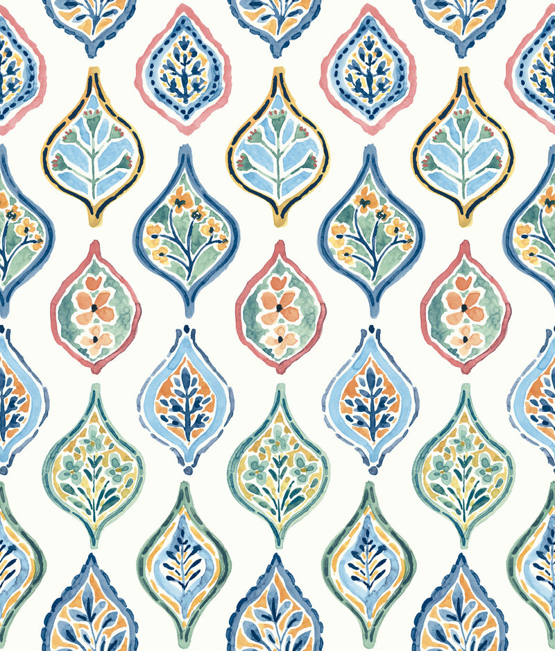 media image for Marketplace Motif Wallpaper in White/Multi from the Mediterranean Collection by York Wallcoverings 272