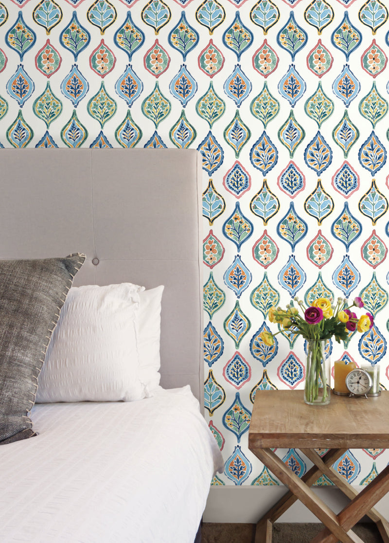 media image for Marketplace Motif Wallpaper in White/Multi from the Mediterranean Collection by York Wallcoverings 298
