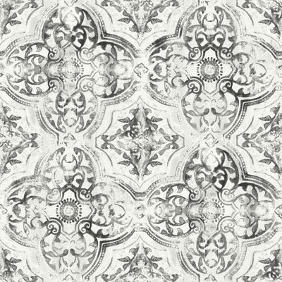 product image of Quartet Wallpaper in White/Black from the Mediterranean Collection by York Wallcoverings 542