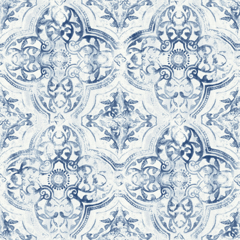media image for Quartet Wallpaper in White/Blue from the Mediterranean Collection by York Wallcoverings 288