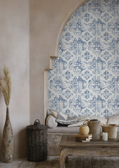 product image for Quartet Wallpaper in White/Blue from the Mediterranean Collection by York Wallcoverings 39