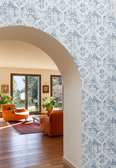 product image for Quartet Wallpaper in White/Blue from the Mediterranean Collection by York Wallcoverings 28