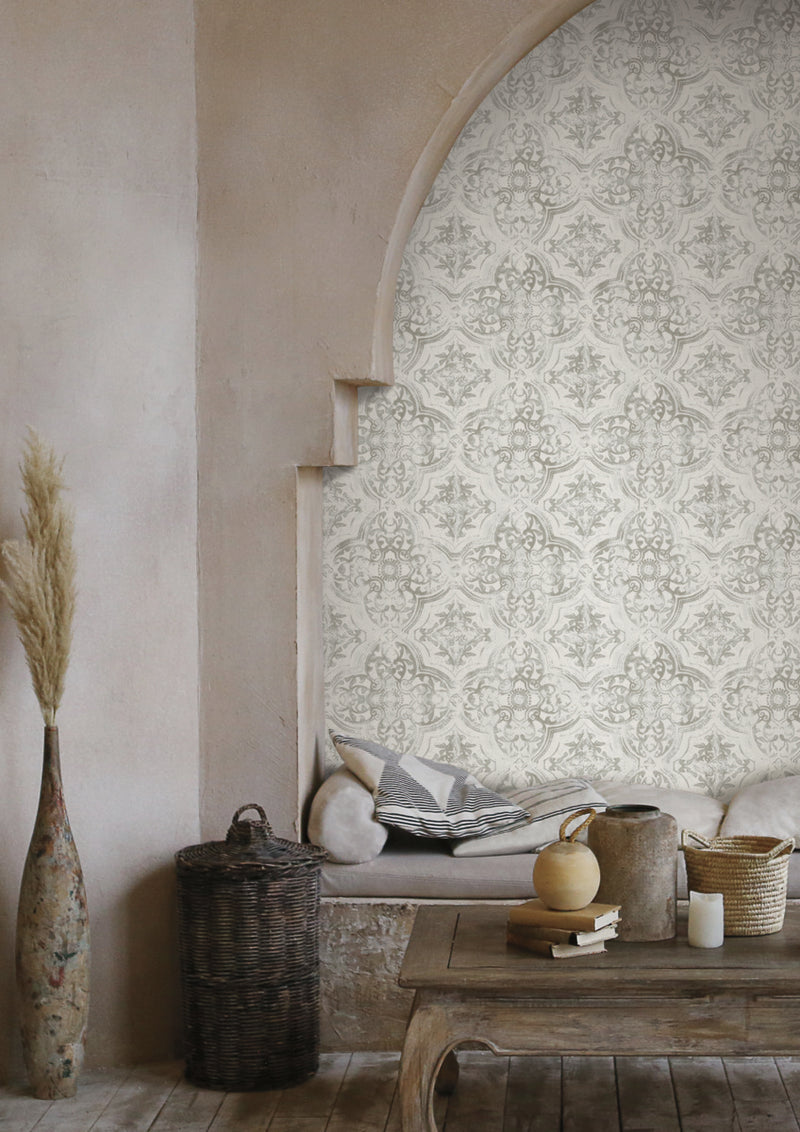 media image for Quartet Wallpaper in White/Neutral from the Mediterranean Collection by York Wallcoverings 266