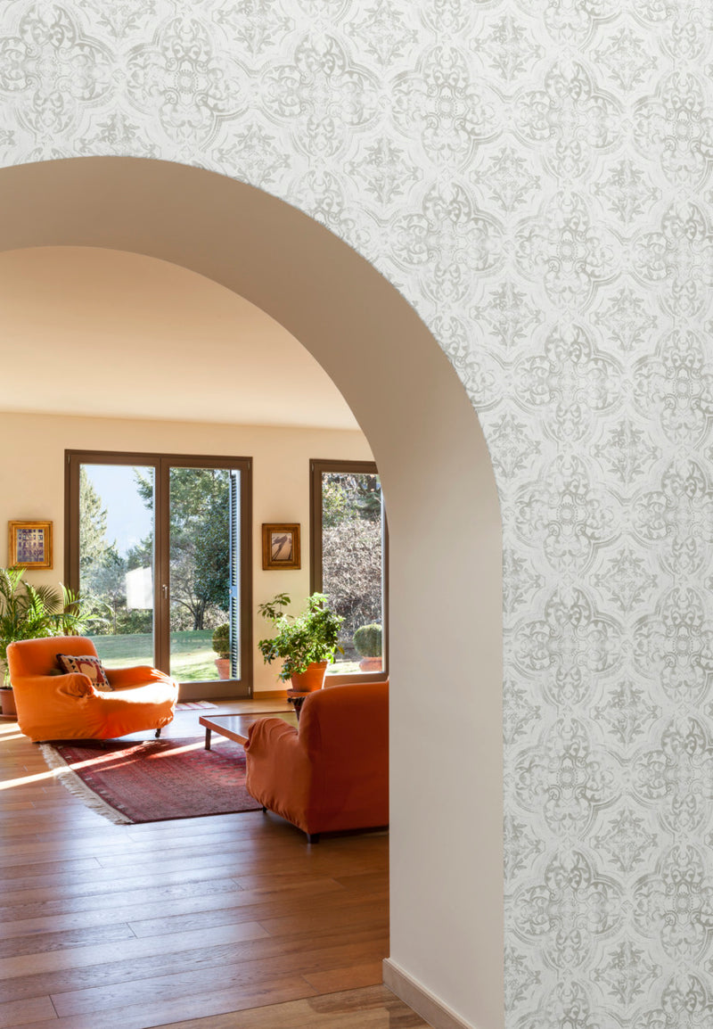 media image for Quartet Wallpaper in White/Neutral from the Mediterranean Collection by York Wallcoverings 228