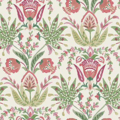product image of sample seaside jacobean wallpaper in beige green red from the mediterranean collection by york wallcoverings 1 511