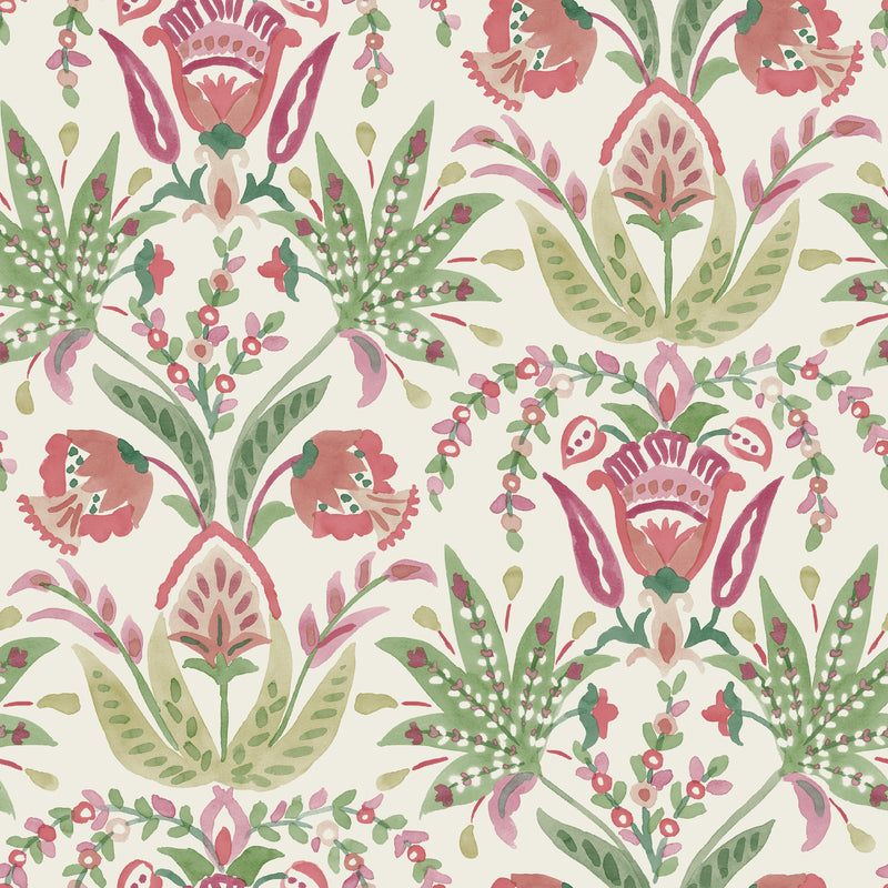 media image for sample seaside jacobean wallpaper in beige green red from the mediterranean collection by york wallcoverings 1 236