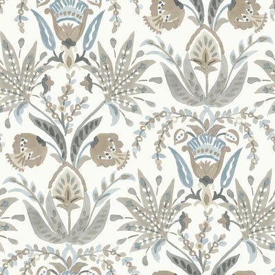 product image of sample seaside jacobean wallpaper in white taupe blue from the mediterranean collection by york wallcoverings 1 514