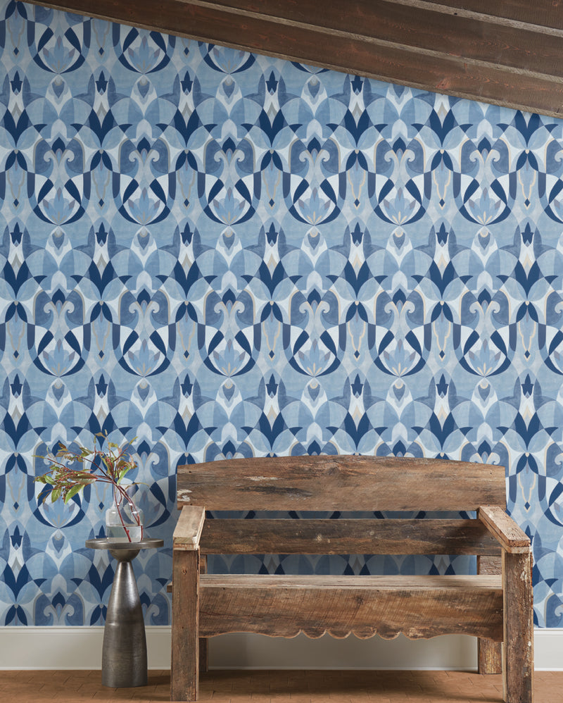 media image for Malta Wallpaper in Blue/Silver from the Mediterranean Collection by York Wallcoverings 255