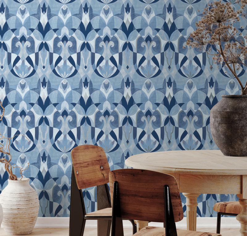 media image for Malta Wallpaper in Blue/Silver from the Mediterranean Collection by York Wallcoverings 232