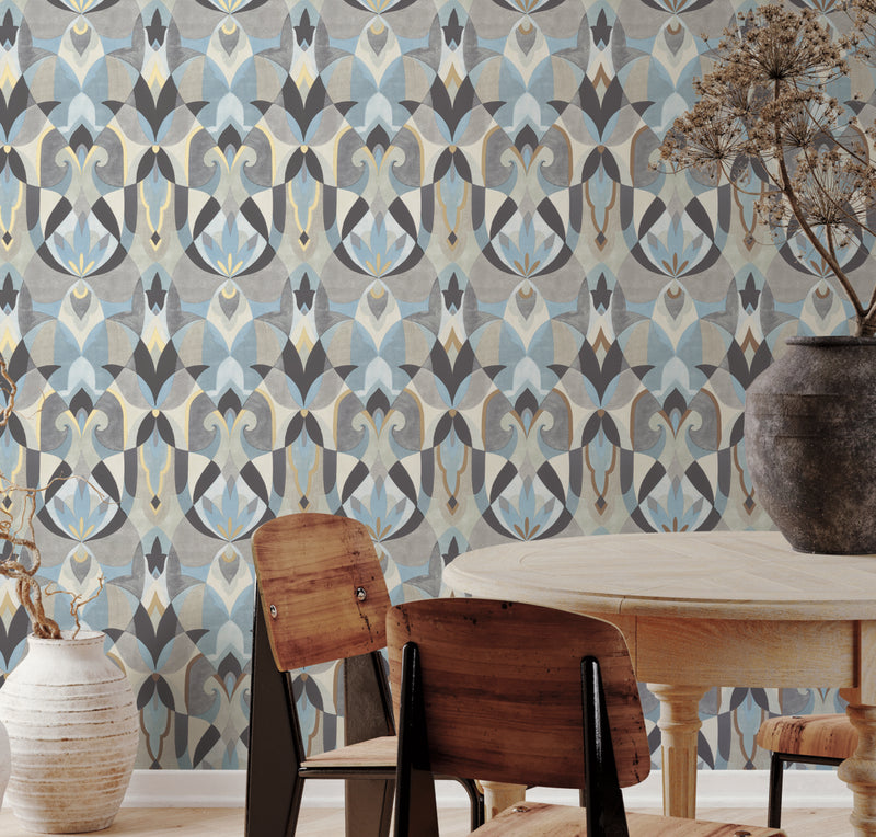 media image for Malta Wallpaper in Neutal/Blue/Gold from the Mediterranean Collection by York Wallcoverings 220