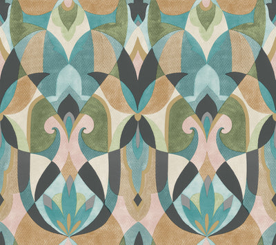 product image of sample malta wallpaper in green teal gold from the mediterranean collection by york wallcoverings 1 534