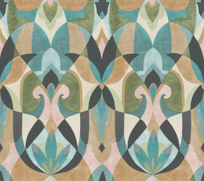 media image for Malta Wallpaper in Green/Teal/Gold from the Mediterranean Collection by York Wallcoverings 296