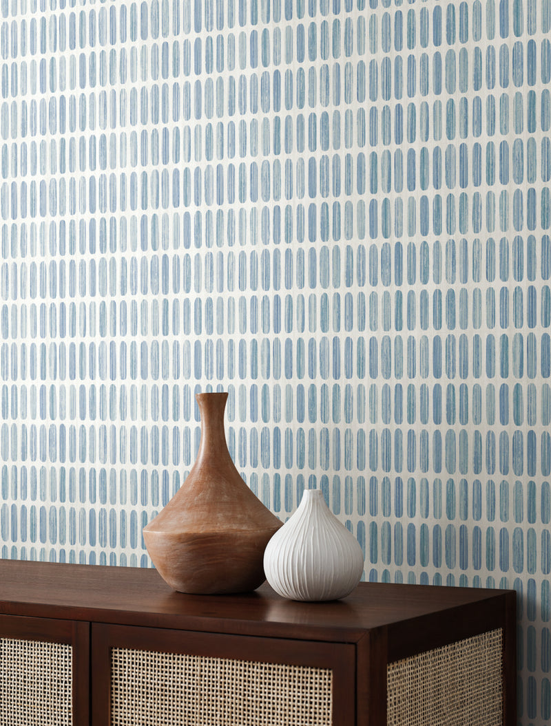 media image for Petite Pergola Wallpaper in Blue from the Mediterranean Collection by York Wallcoverings 227