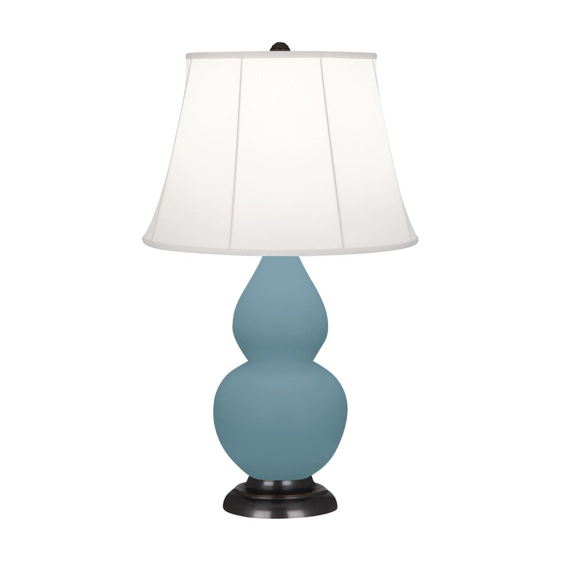 media image for matte steel blue glazed ceramic double gourd accent lamp by robert abbey ra mob14 5 256