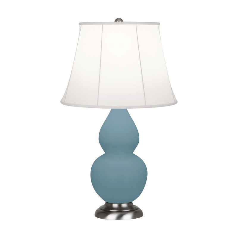 media image for matte steel blue glazed ceramic double gourd accent lamp by robert abbey ra mob14 3 217