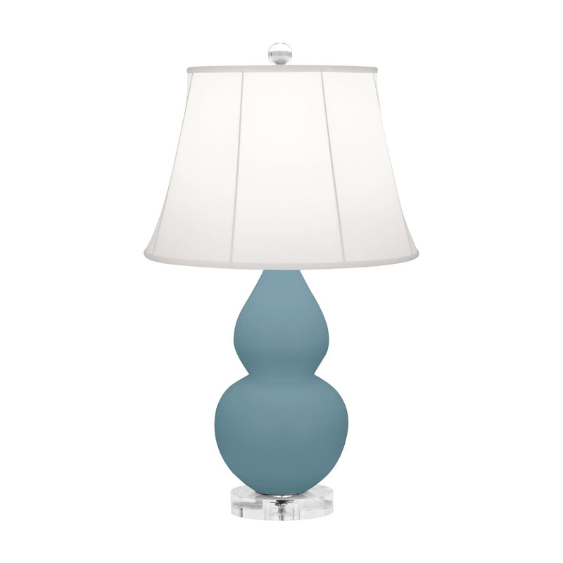 media image for matte steel blue glazed ceramic double gourd accent lamp by robert abbey ra mob14 7 244