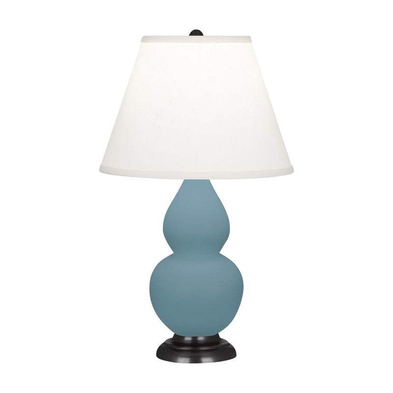 media image for matte steel blue glazed ceramic double gourd accent lamp by robert abbey ra mob14 6 273
