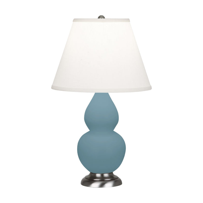 media image for matte steel blue glazed ceramic double gourd accent lamp by robert abbey ra mob14 4 230