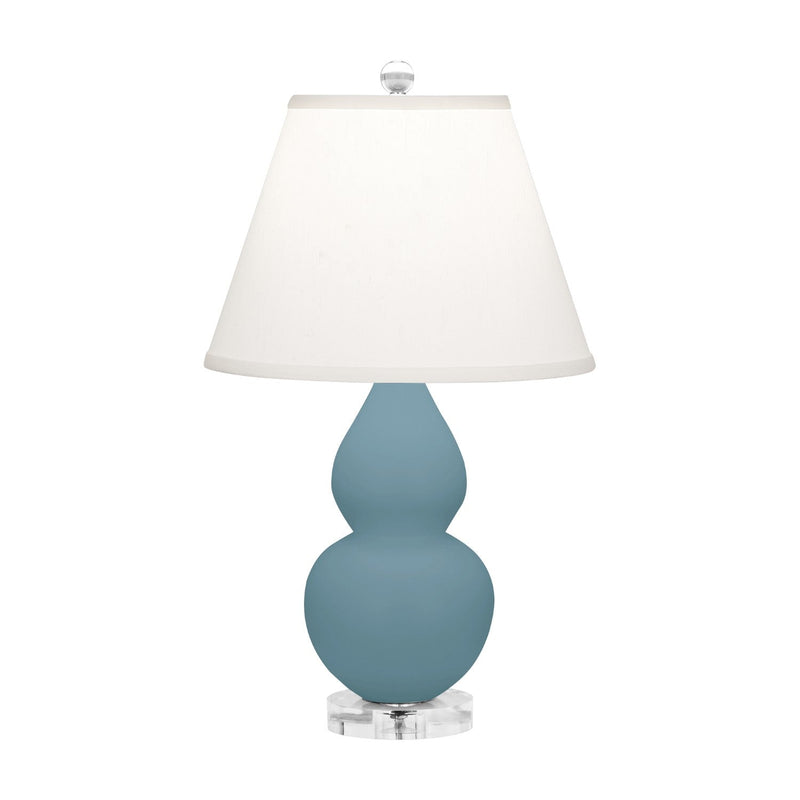 media image for matte steel blue glazed ceramic double gourd accent lamp by robert abbey ra mob14 8 238