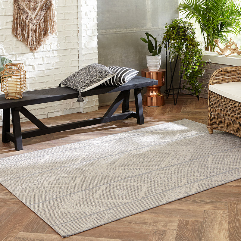 media image for Shiloh Indoor/ Outdoor Tribal Gray & Cream Area Rug 238
