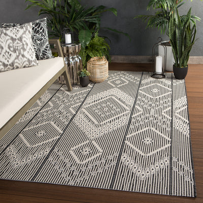product image for Shiloh Indoor/ Outdoor Tribal Dark Gray & Cream Area Rug 52