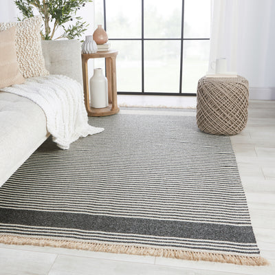 product image for Strand Indoor/Outdoor Striped Dark Grey & Beige Rug by Jaipur Living 87