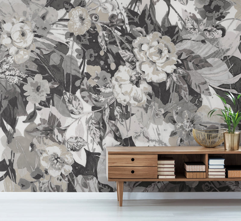 media image for Pop Floral Mural in Neutral Multi from the Murals Resource Library Vol. 2 by York Wallcoverings 264