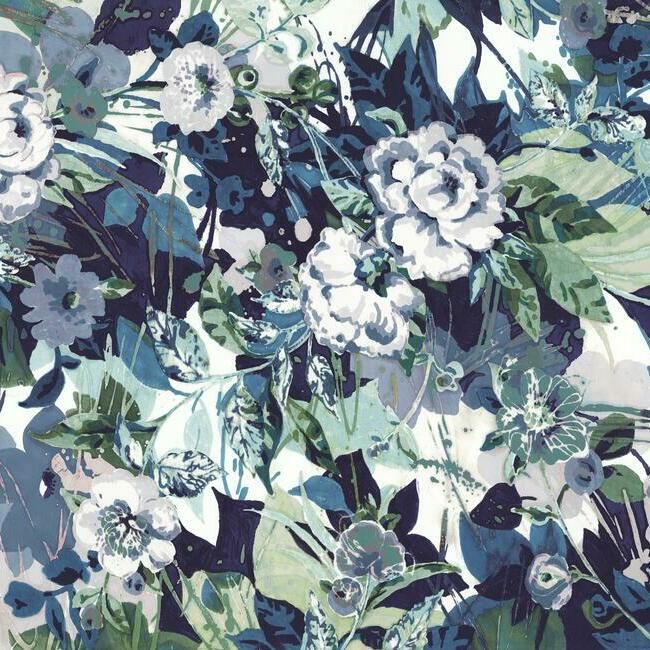 media image for Pop Floral Mural in Blue Multi from the Murals Resource Library Vol. 2 by York Wallcoverings 22