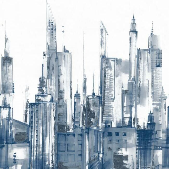media image for sample cityscape mural in blue from the murals resource library vol 2 by york wallcoverings 1 221