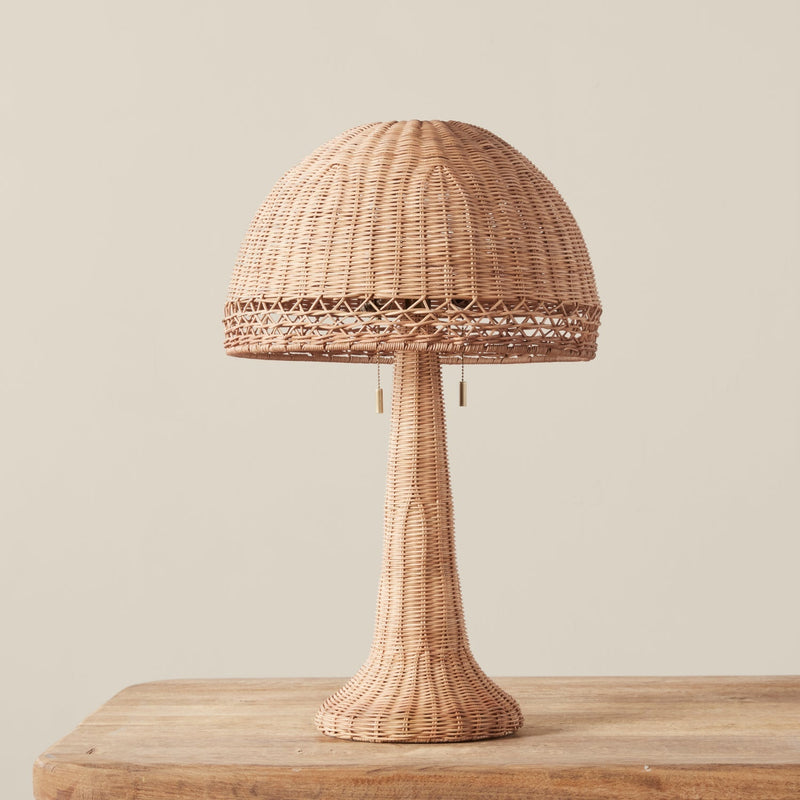 media image for rattan mushroom table lamp by woven mustl na 1 246
