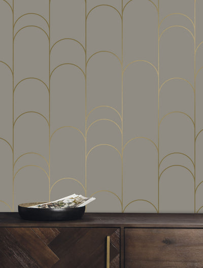 product image for Golden Lines Taupe/Gold MW-070 Wallpaper by Kek Amsterdam 47