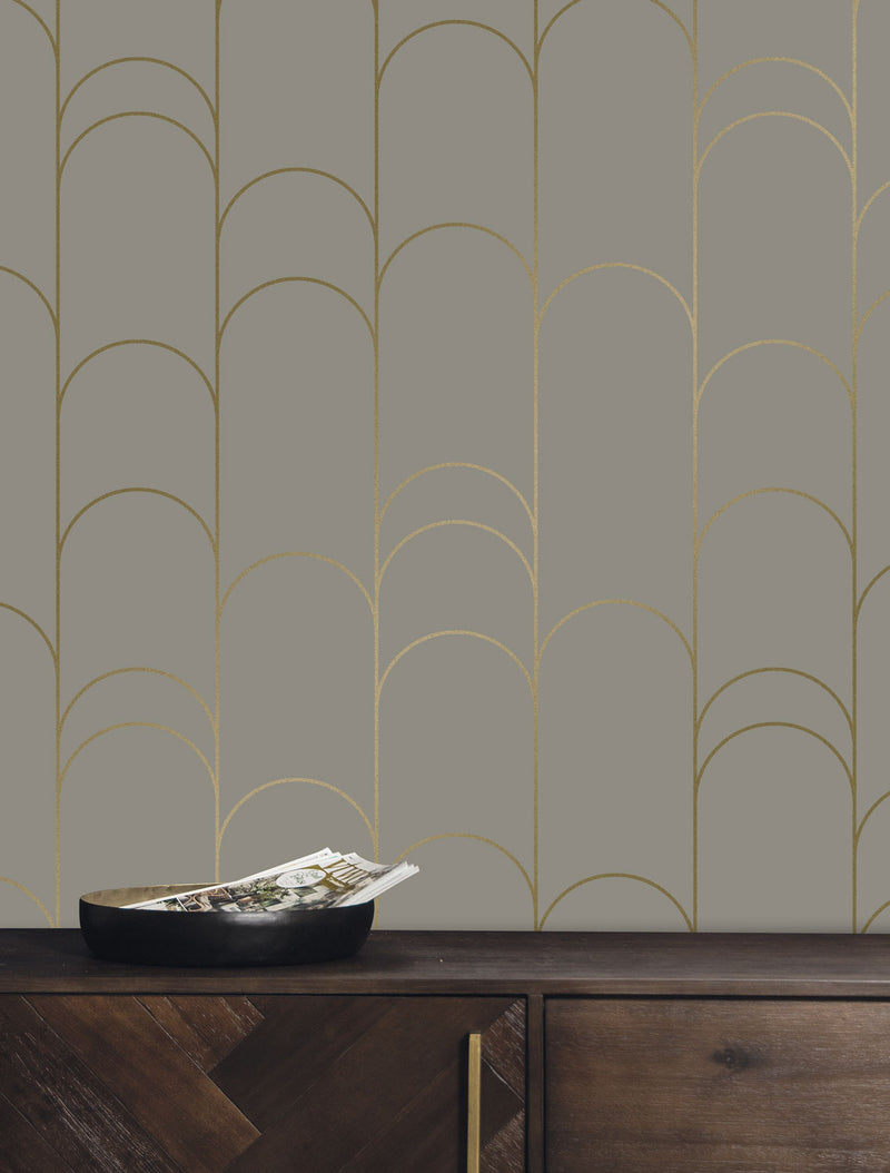 media image for Golden Lines Taupe/Gold MW-070 Wallpaper by Kek Amsterdam 251