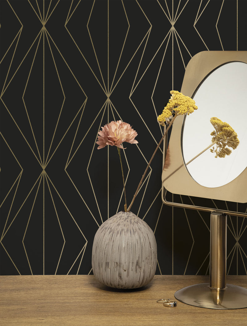 media image for Golden Lines Black/Gold MW-076 Wallpaper by Kek Amsterdam 234