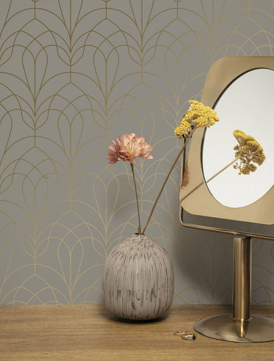 product image of Golden Lines Taupe/Gold MW-085 Wallpaper by Kek Amsterdam 545