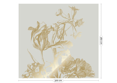 product image for Gold Metallic Wall Mural No. 2 Engraved Flowers in Sand 71