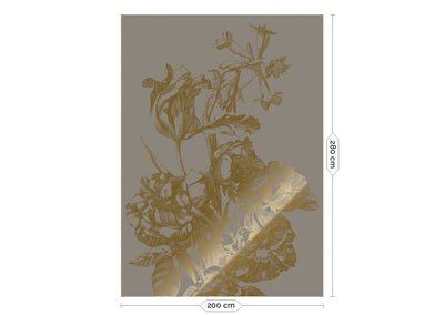 product image for Gold Metallic Wall Mural No. 1 Engraved Flowers in Grey 83
