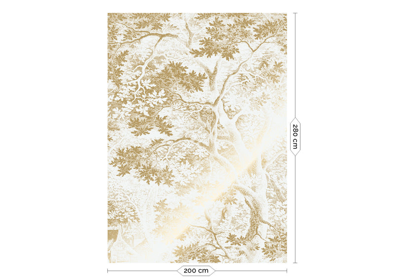 media image for Gold Metallic Wall Mural No. 3 Engraved Landscapes in Off-White 298