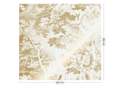 product image for Gold Metallic Wall Mural No. 3 Engraved Landscapes in Off-White 13