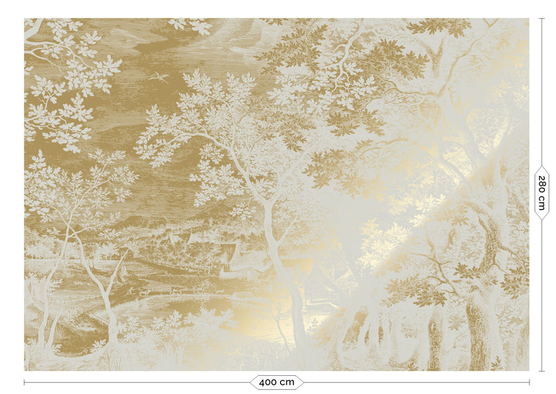 media image for Gold Metallic Wall Mural No. 4 Engraved Landscapes in Sand 264