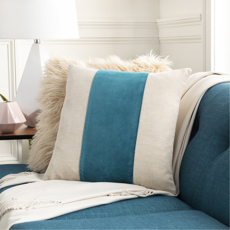 media image for Moza MZA-004 Velvet Pillow in Teal & Ivory by Surya 275