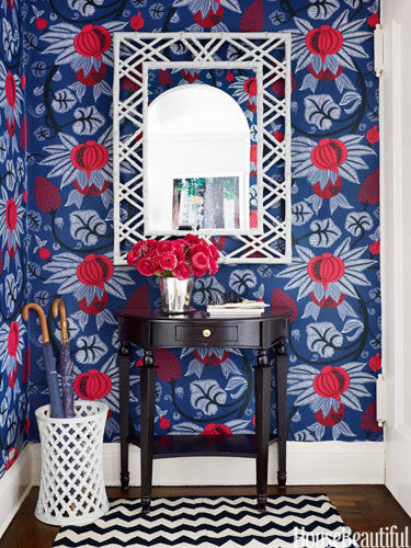 media image for Maharani Wallpaper in Blue and Reds from the Sariskar Collection by Osborne & Little 234