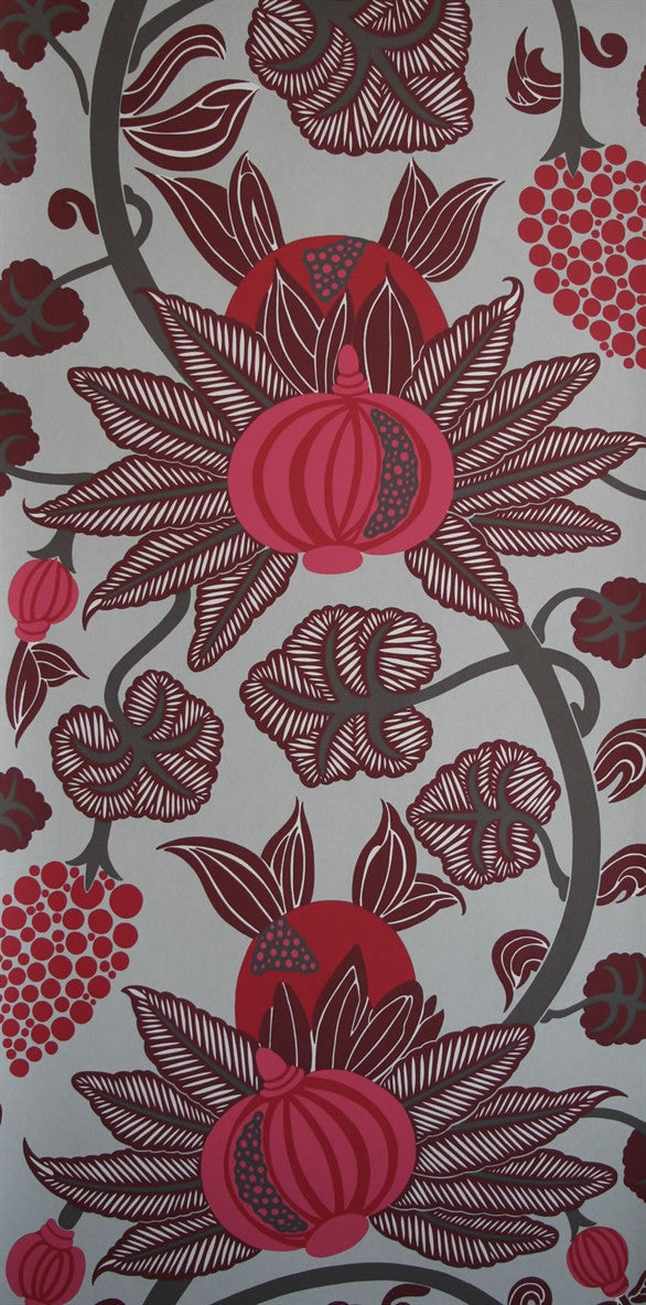 media image for Maharani Wallpaper in Grey and Burgundy from the Sariskar Collection by Osborne & Little 273