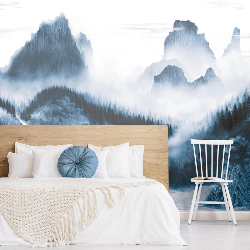media image for Majestic Mountains Peel & Stick Wall Mural in Blue by RoomMates for York Wallcoverings 239